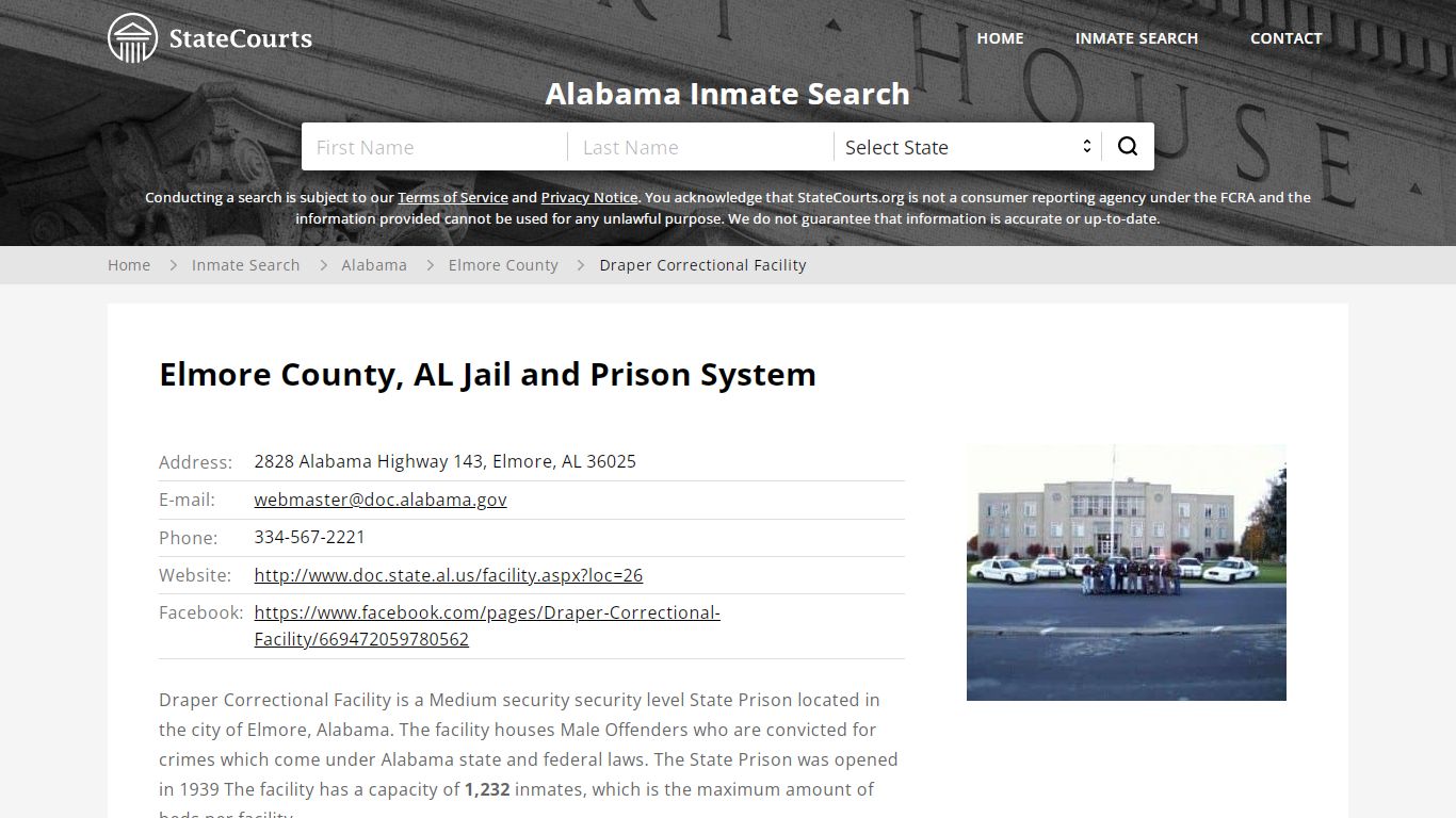 Draper Correctional Facility Inmate Records Search, Alabama - StateCourts