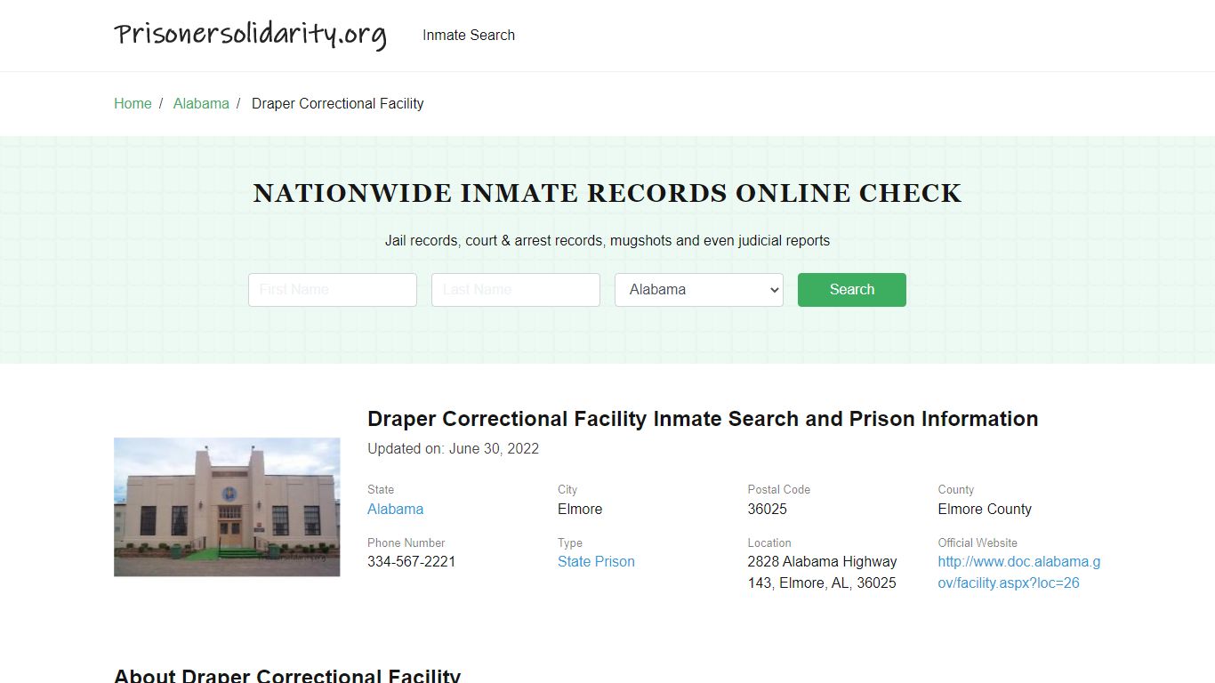 Draper Correctional Facility Inmate Search, Visitation, Phone no ...